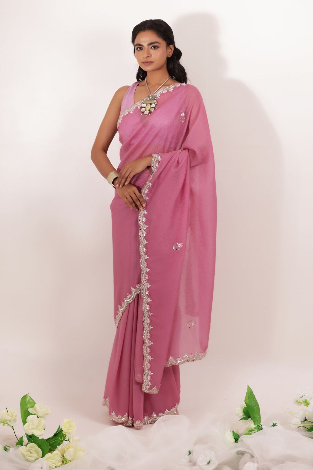 Crushed Tissue Saree with Embellished work