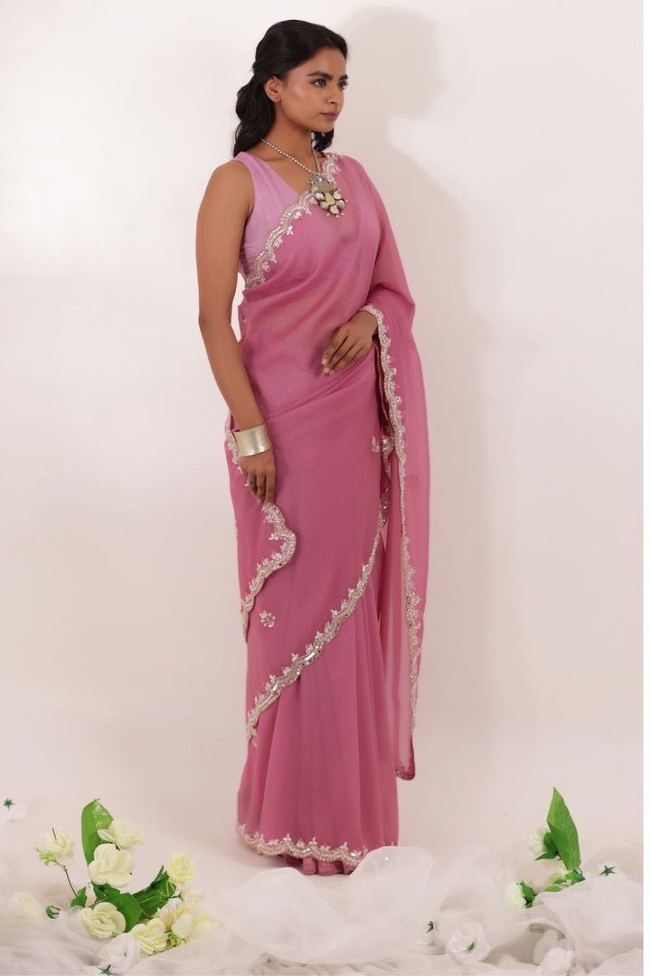 Crushed Tissue Saree with Embellished work