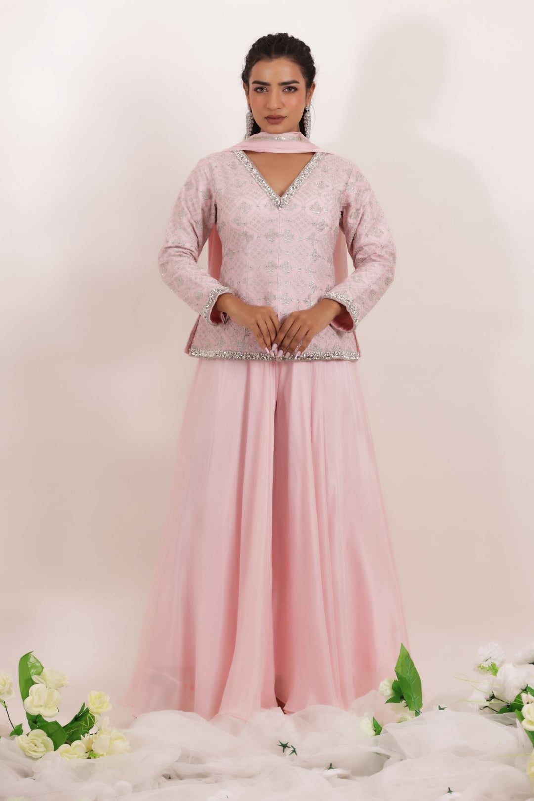 Peplum Silk Suit with Embroidered work