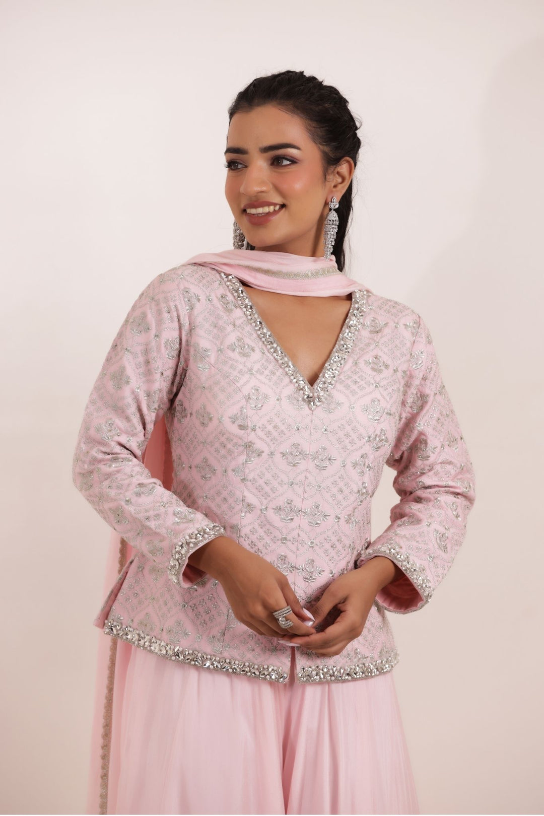 Peplum Silk Suit with Embroidered work