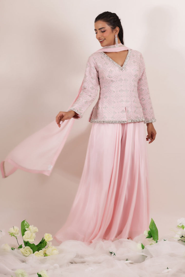 Peplum Silk Suit with Embroidered work