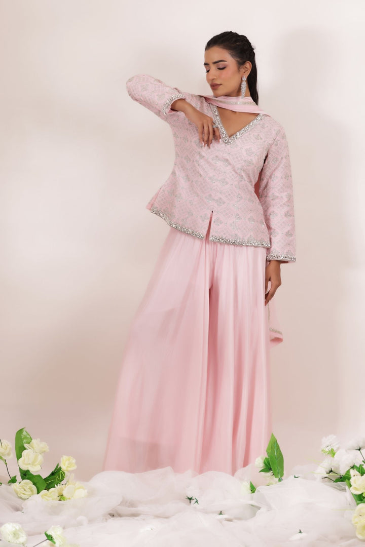 Peplum Silk Suit with Embroidered work