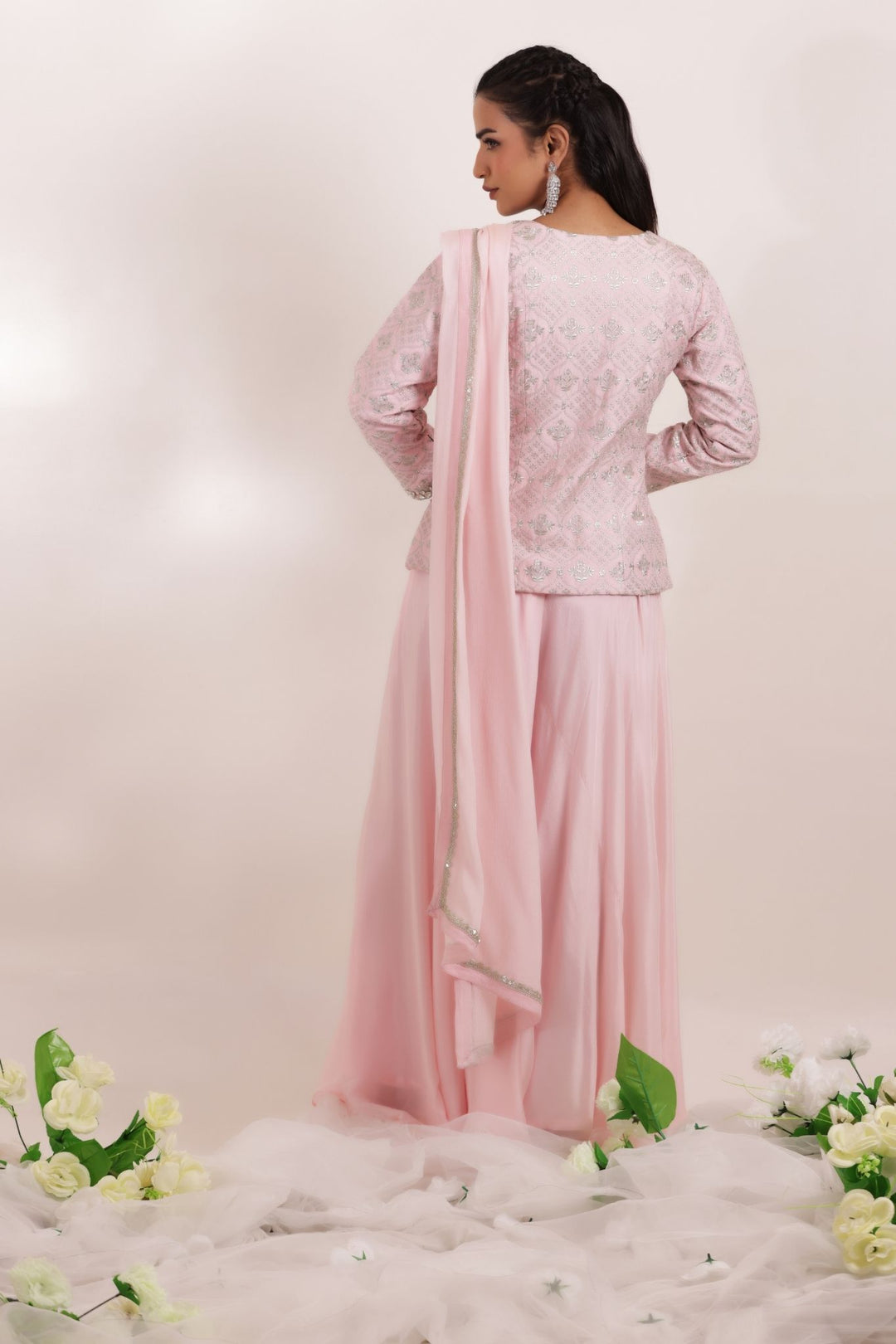 Peplum Silk Suit with Embroidered work