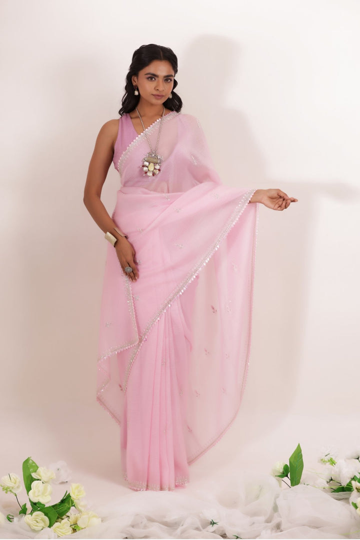 Crushed Tissue Saree with Embellished work