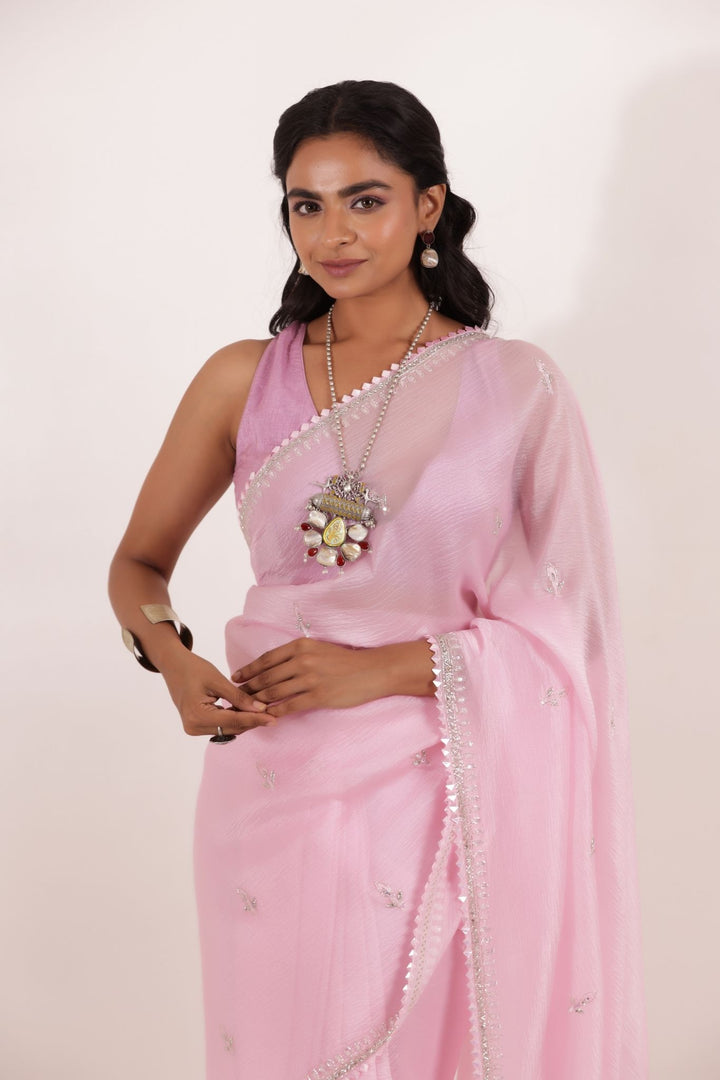 Crushed Tissue Saree with Embellished work