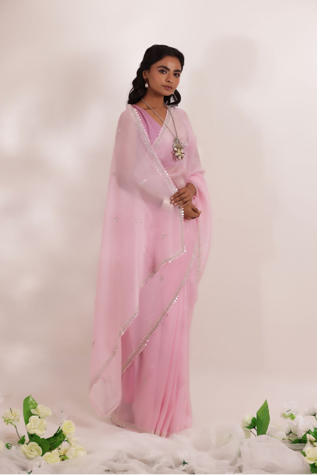 Crushed Tissue Saree with Embellished work