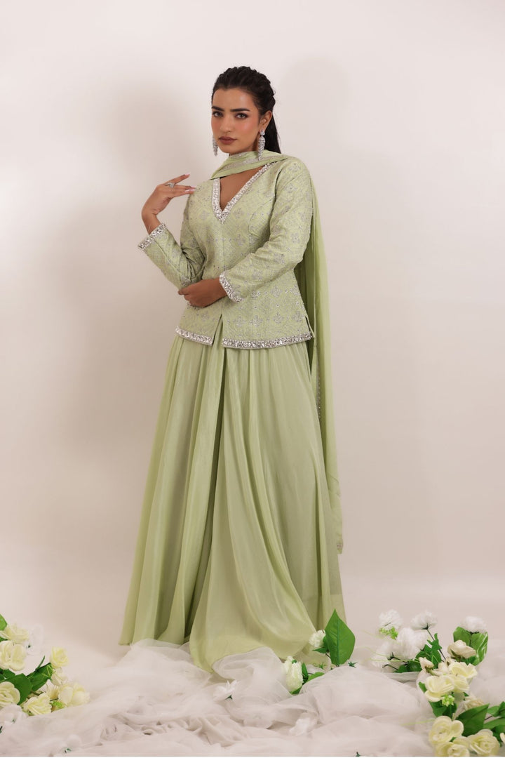 Peplum Silk Suit with Embroidered work