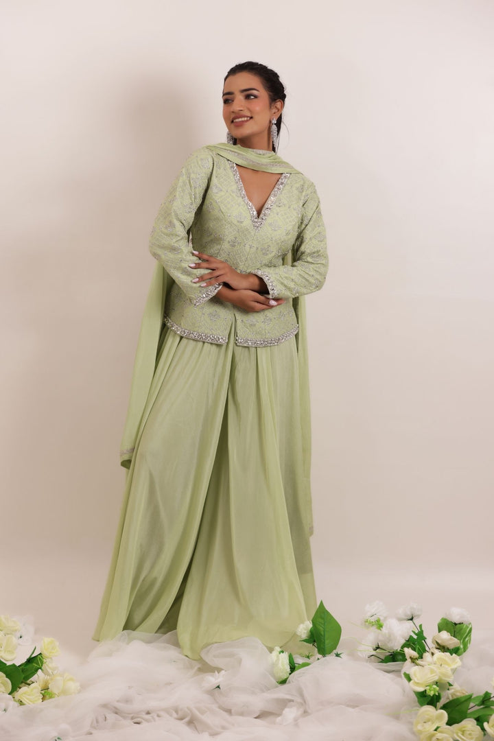 Peplum Silk Suit with Embroidered work