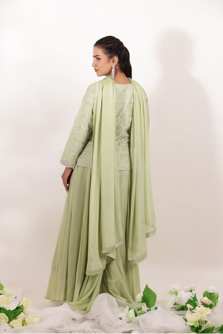 Peplum Silk Suit with Embroidered work