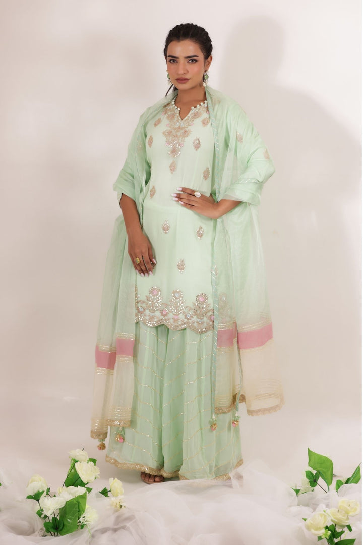 Georgette Straight Suit with Gota Patti and Embroidered work