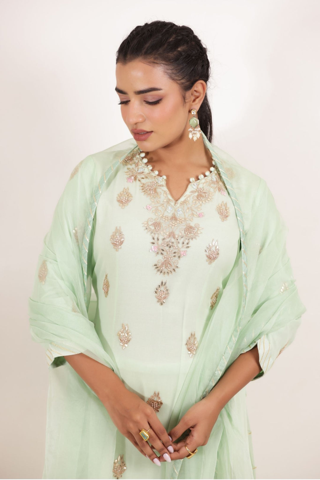 Georgette Straight Suit with Gota Patti and Embroidered work