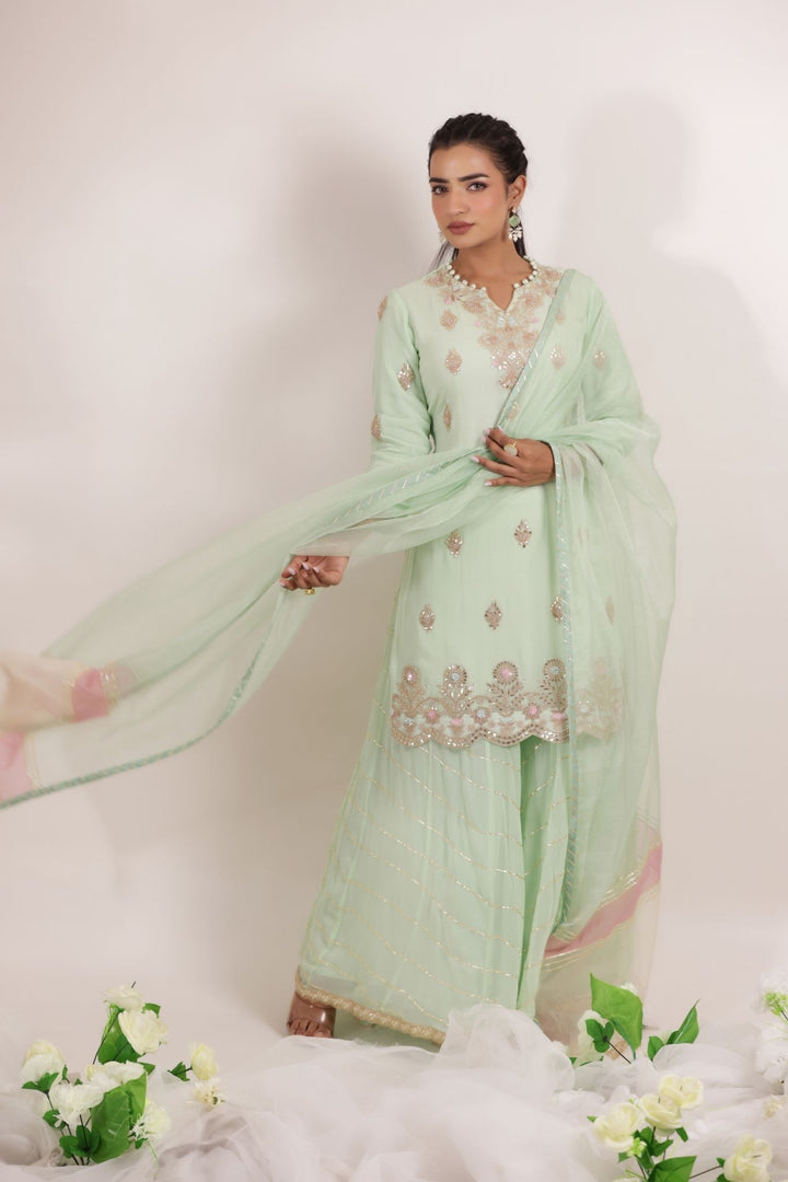 Georgette Straight Suit with Gota Patti and Embroidered work