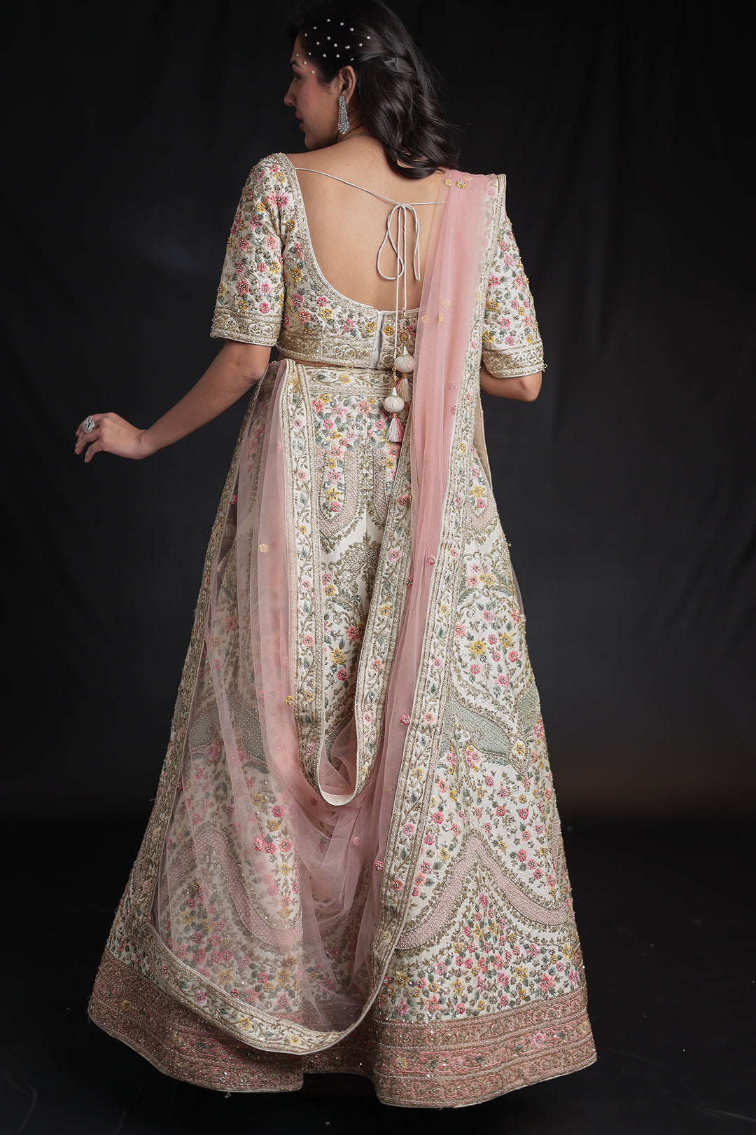 Silk Lehenga Embellished with Thread and Zardozi work