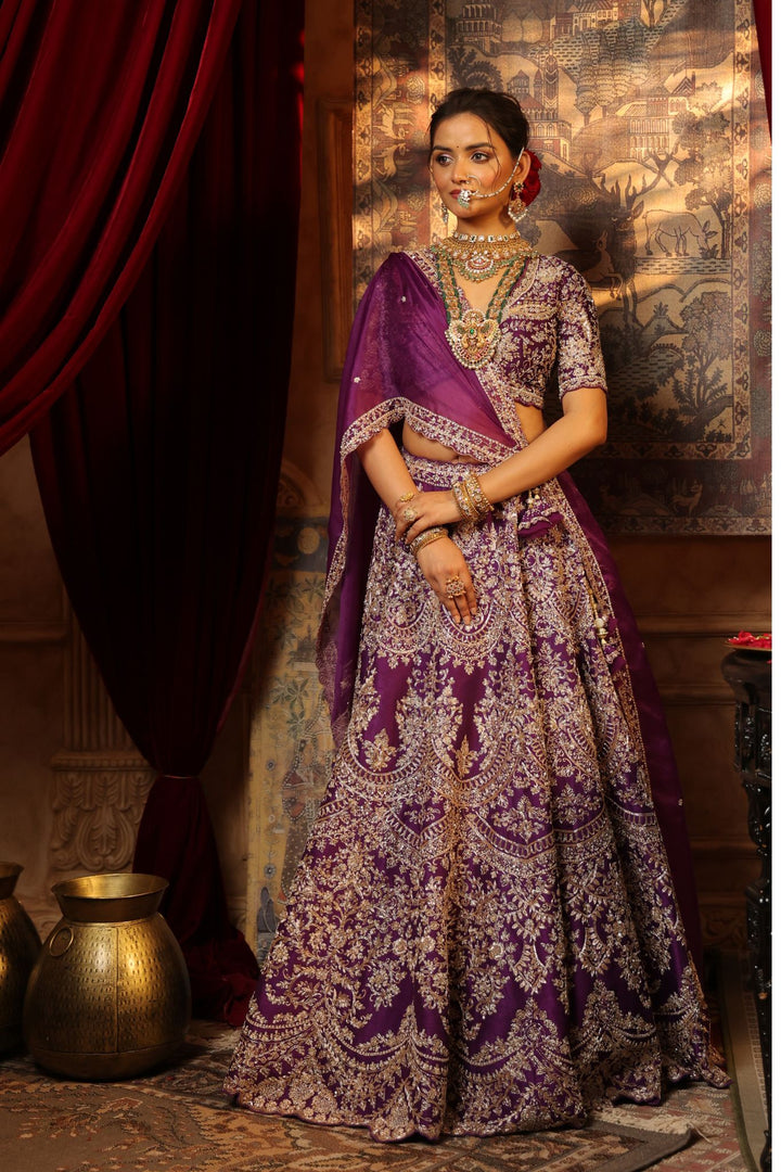 Exquisite Raw Silk Lehenga with Zardozi and Embroidered  work