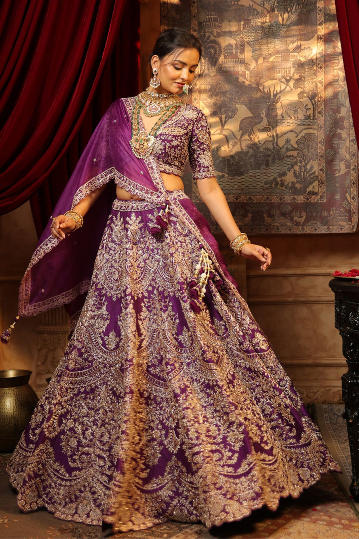 Exquisite Raw Silk Lehenga with Zardozi and Embroidered  work