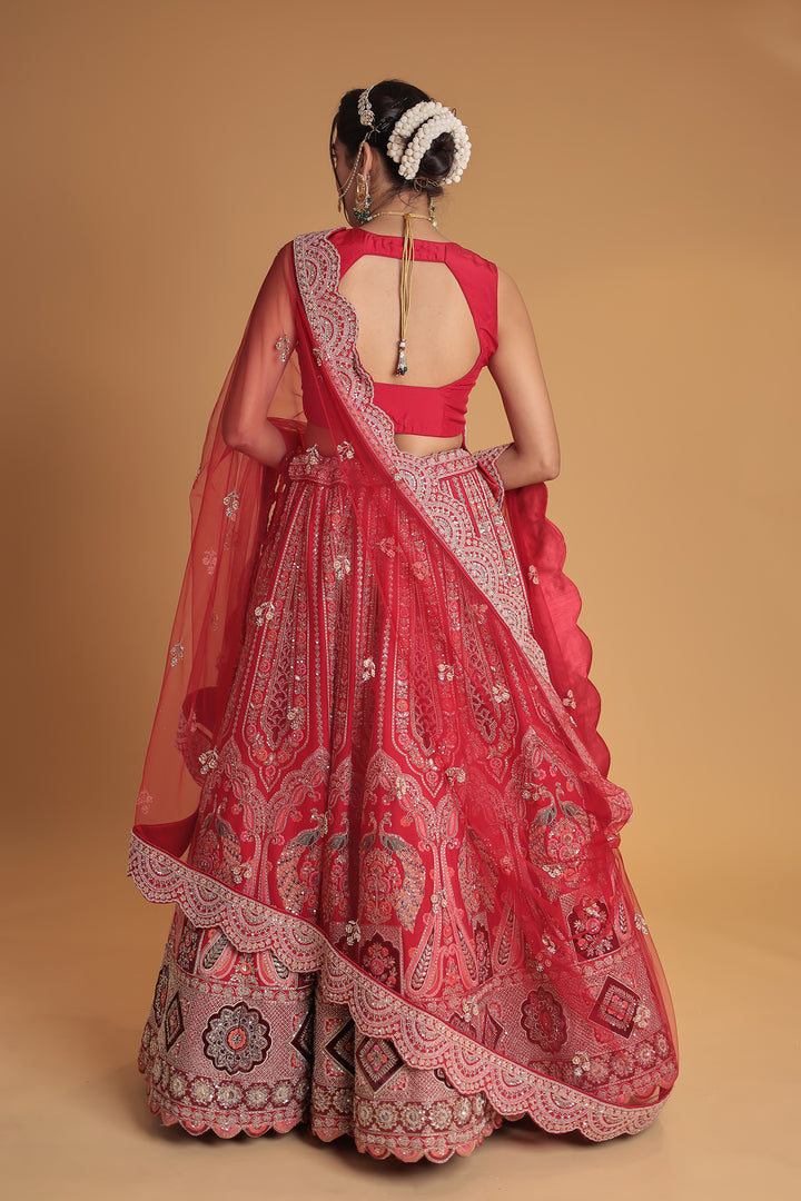 Silk Lehenga with Zardozi and Embroidered work