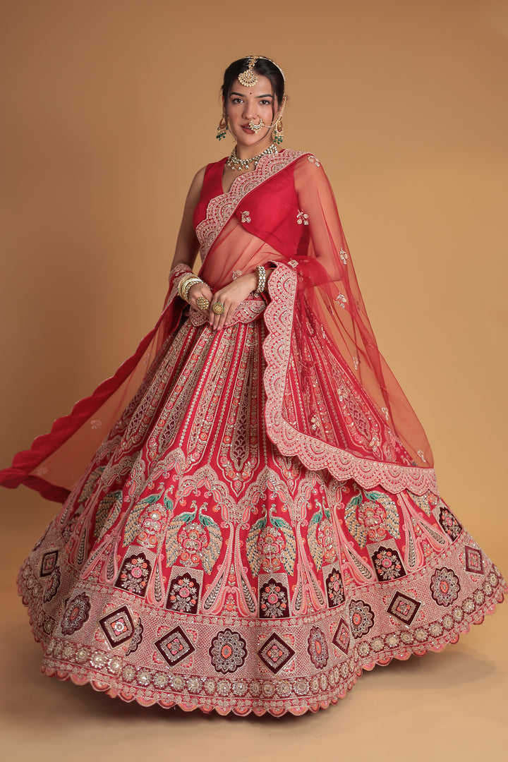 Silk Lehenga with Zardozi and Embroidered work