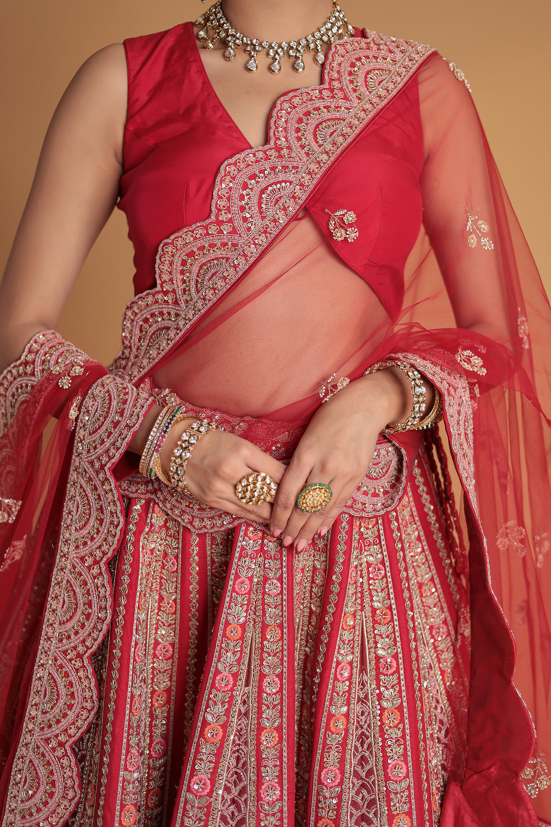 Silk Lehenga with Zardozi and Embroidered work