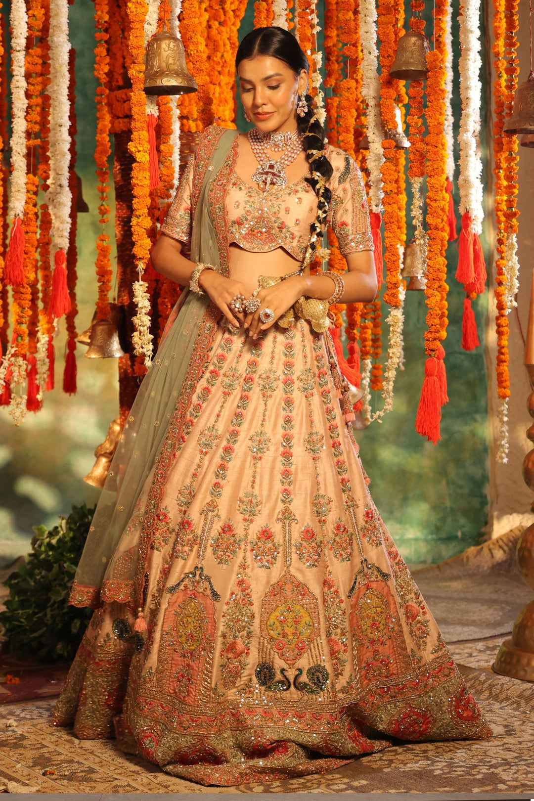 Silk Lehenga Embroidered with Thread and Sequins work