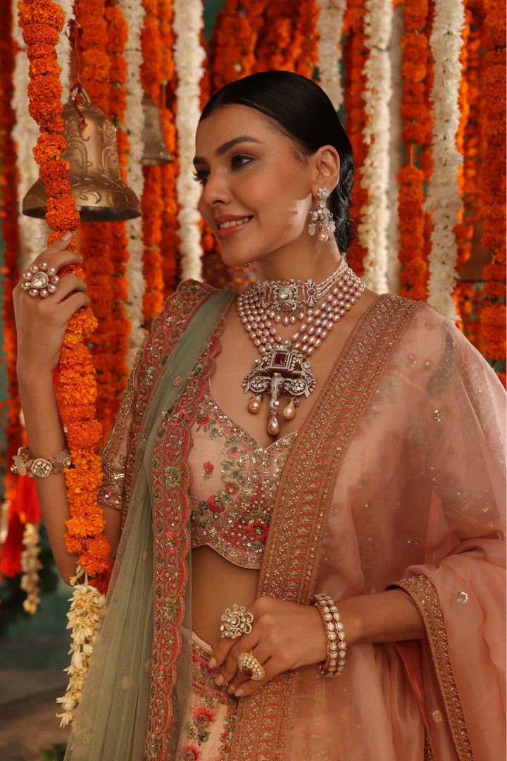 Silk Lehenga Embroidered with Thread and Sequins work