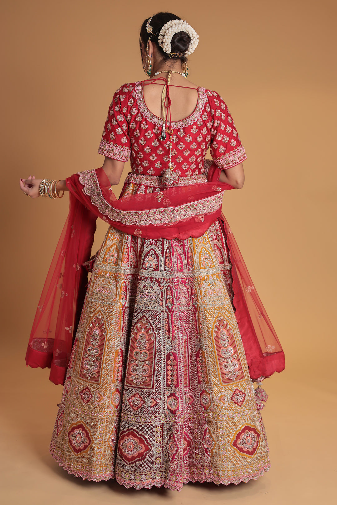 Multicolored Silk Lehenga with Intricate Embroidery