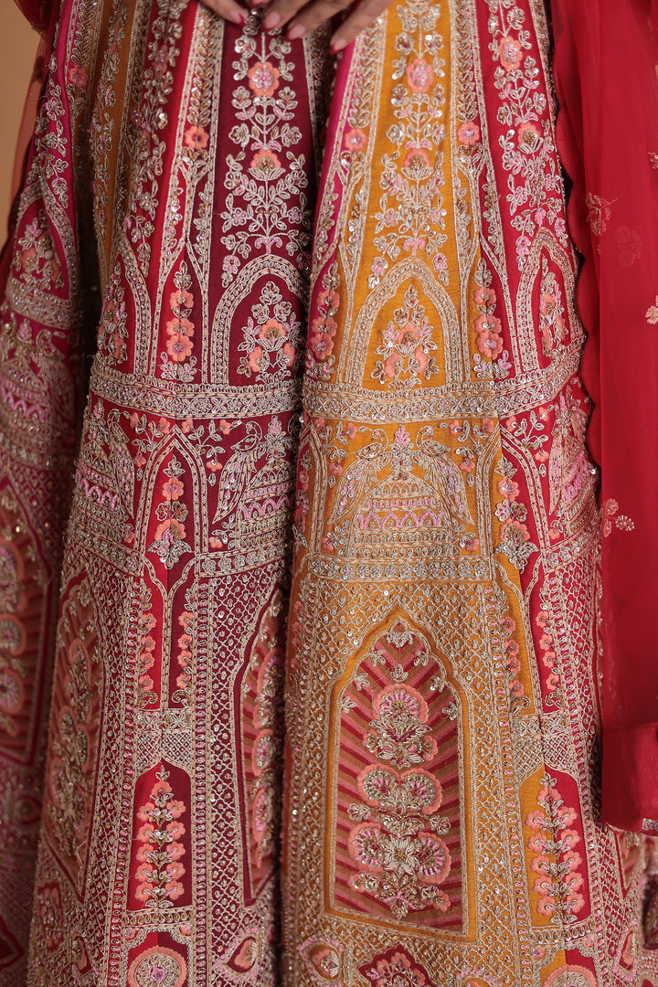 Multicolored Silk Lehenga with Intricate Embroidery