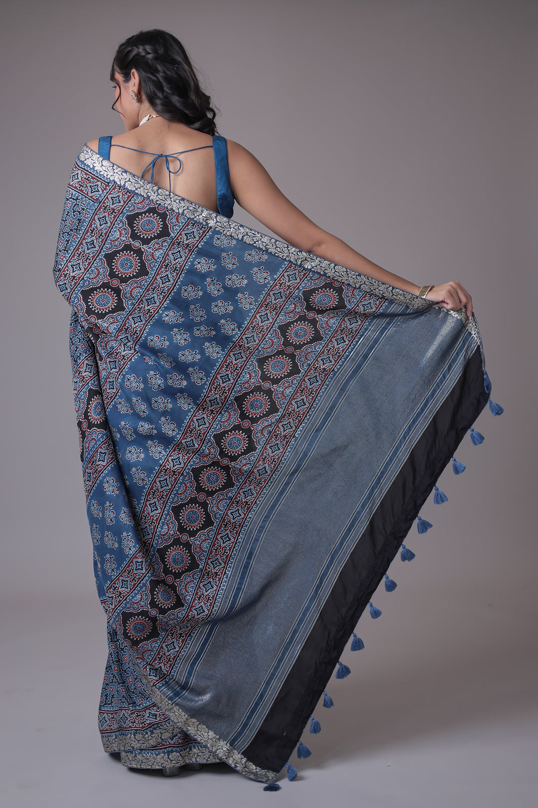 Printed Silk Saree with Embroidered Border