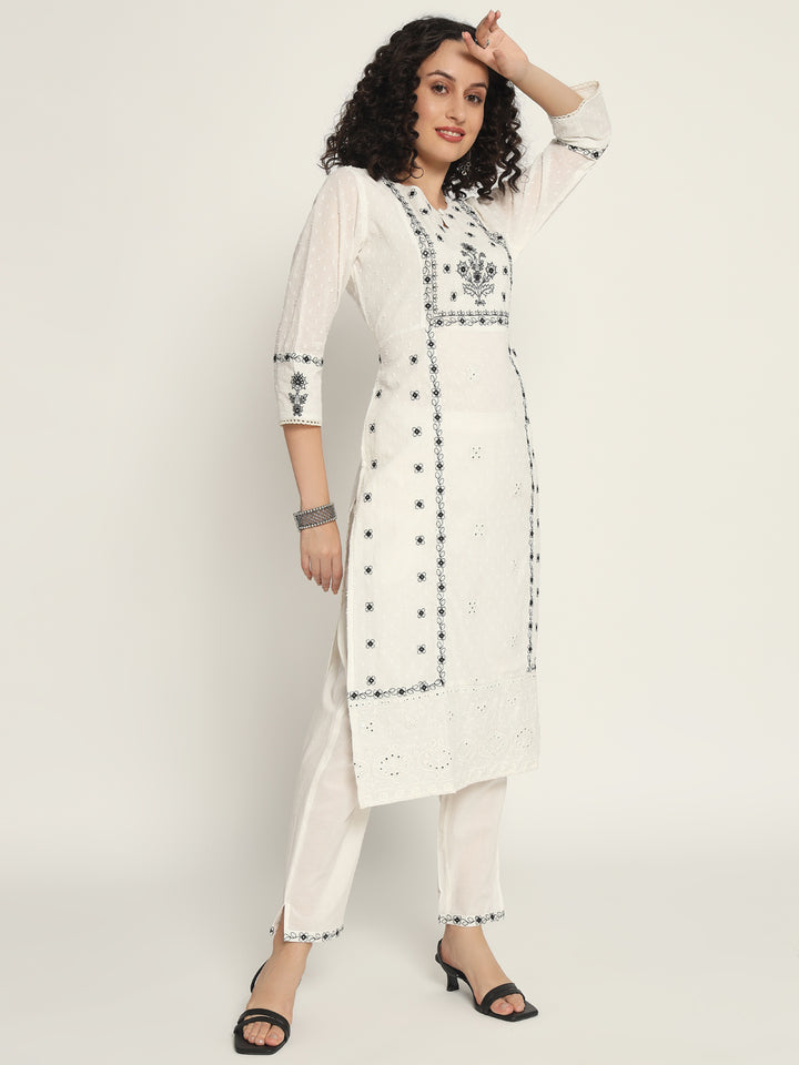 Pure Cotton Kurta Set Stitched with Thread work