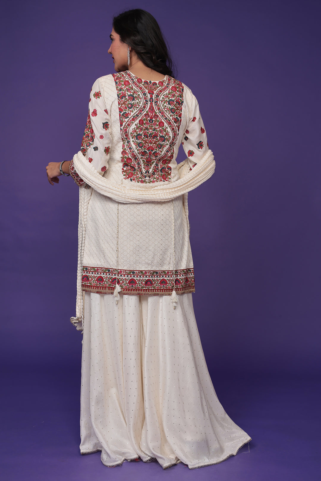 Silk Sharara Suit with Thread work