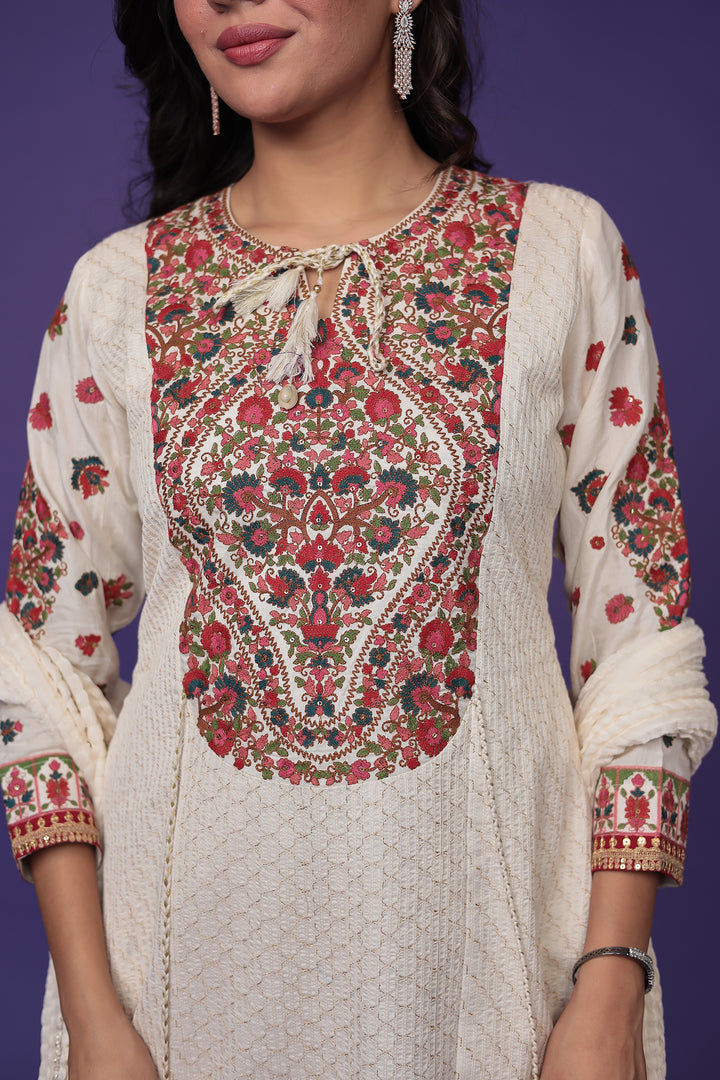 Silk Sharara Suit with Thread work