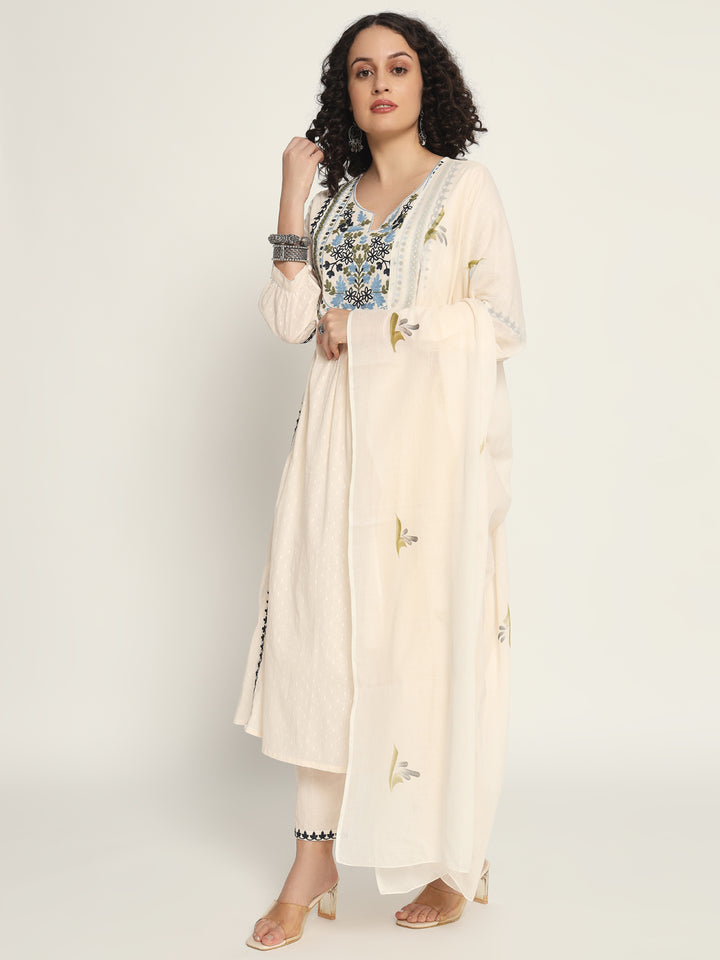 Pure Cotton Kurta Set Stitched with Thread work