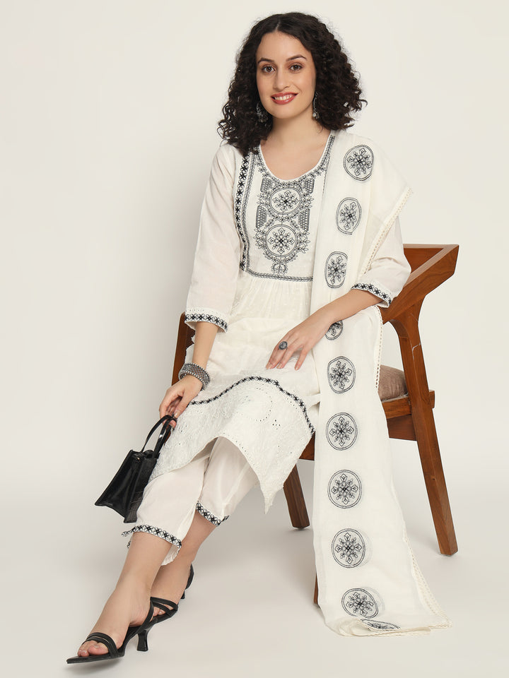 Pure Cotton Kurta Set Stitched with Thread work