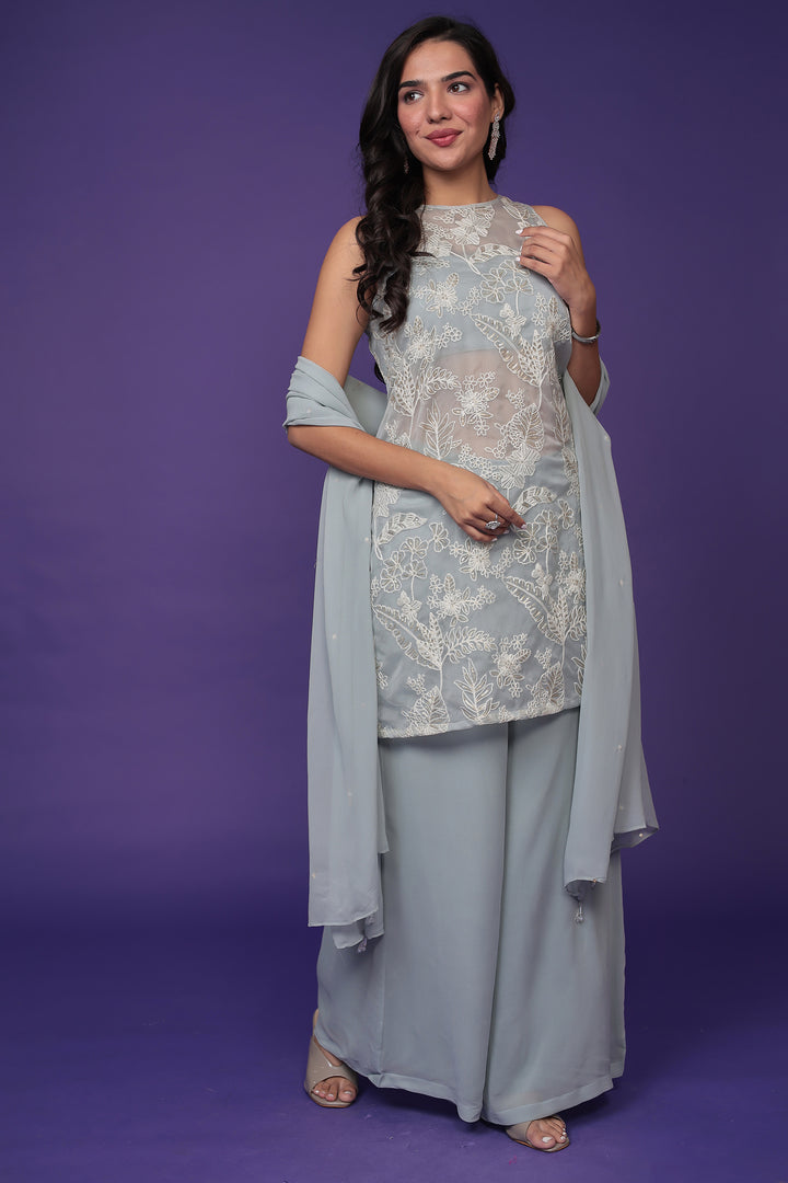 Georgette Indowestern Embellished with Sequins and Thread work