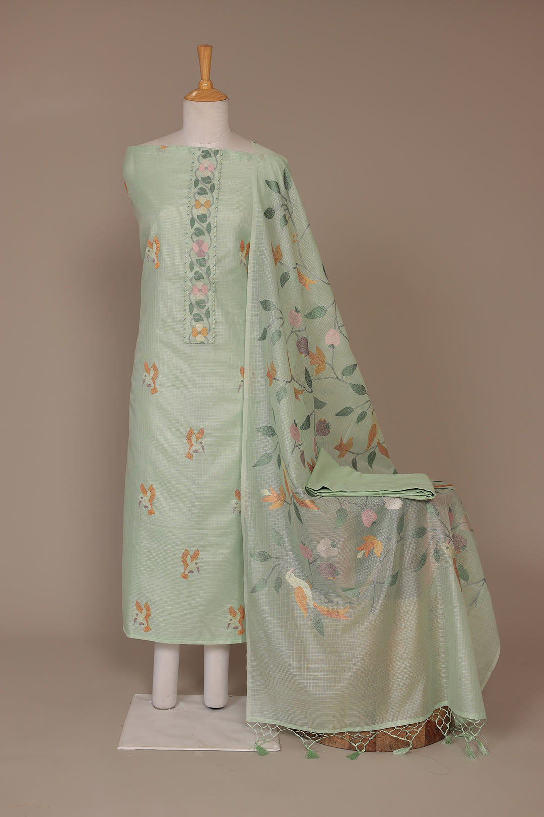 Kota doria Unstitched Suit with Thread work