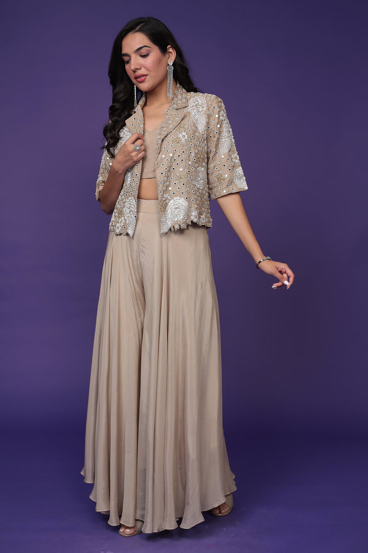 Silk Indowestern Embellished with Mirror and Thread work