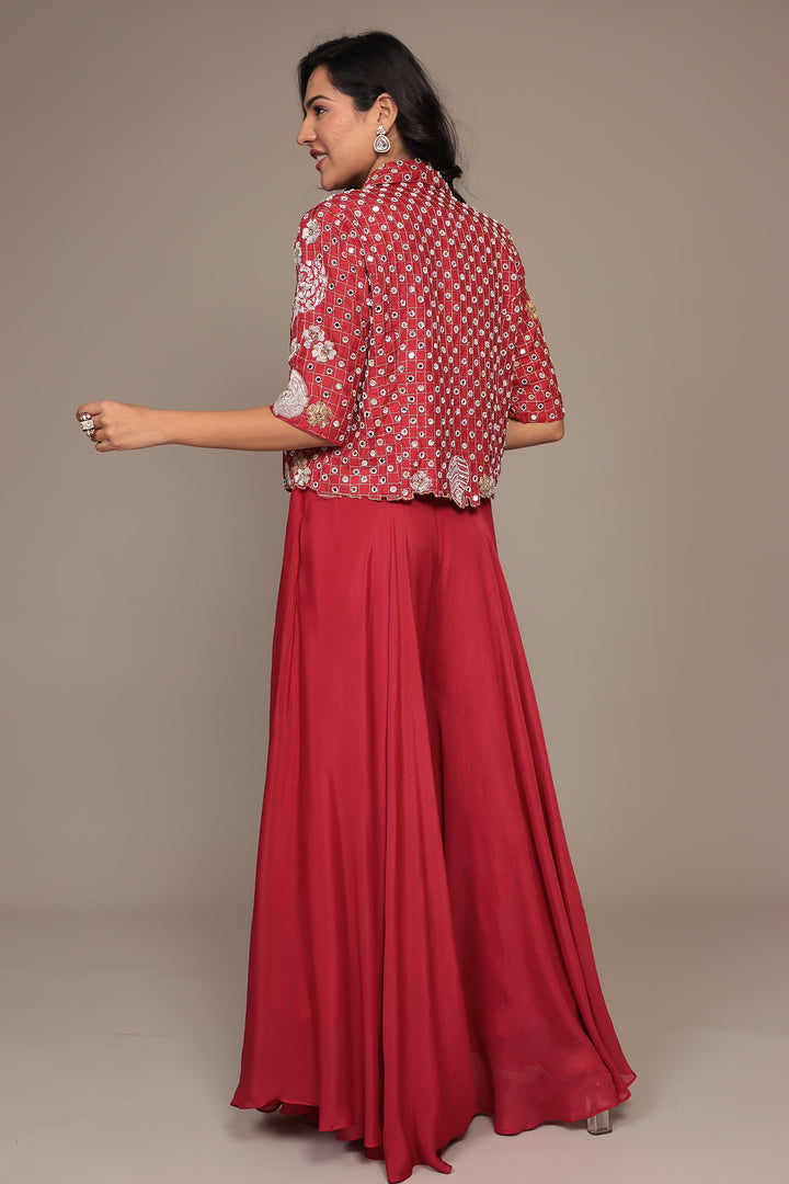 Silk Indowestern Embellished with Mirror and Thread work