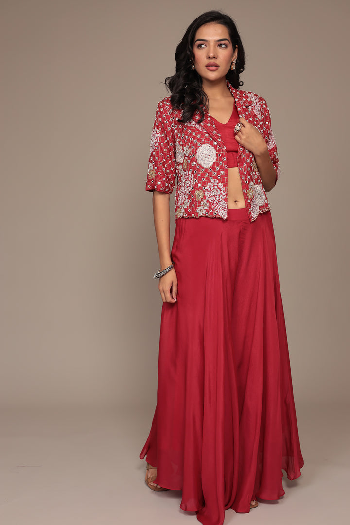 Silk Indowestern Embellished with Mirror and Thread work