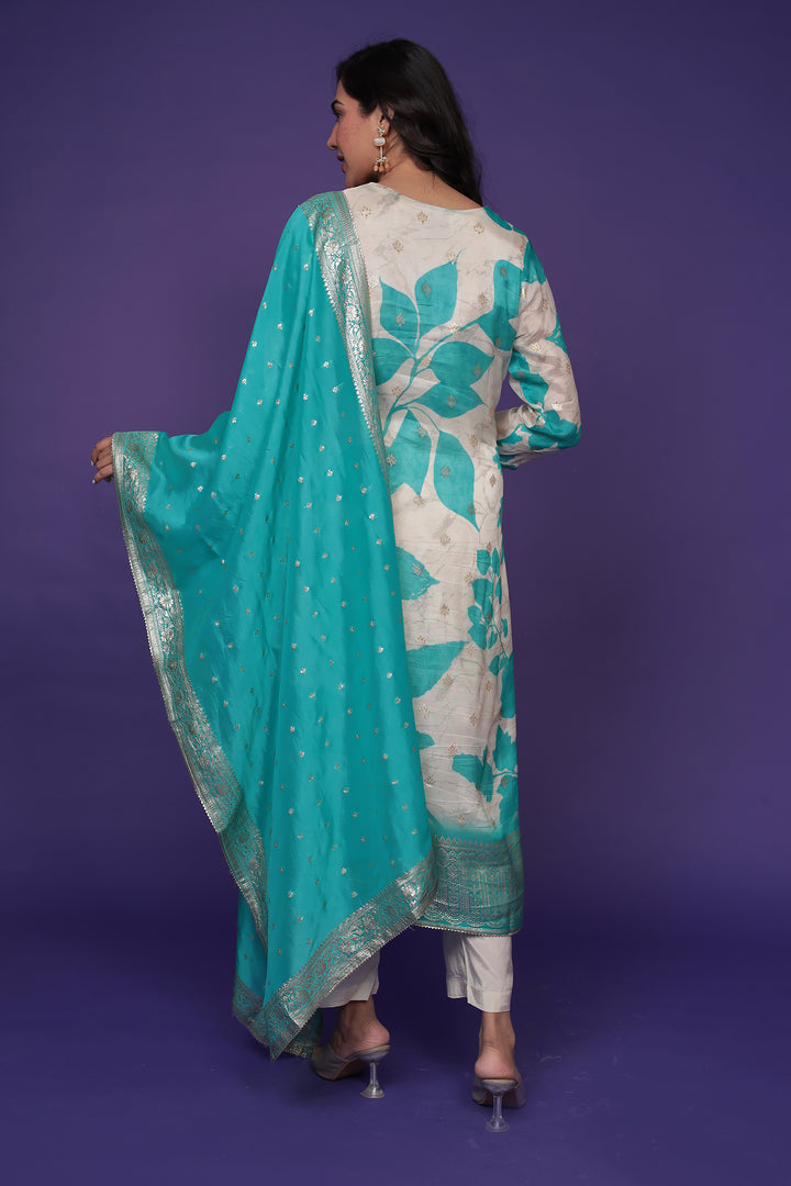 Banarasi Printed Organza Suit with Embellished work