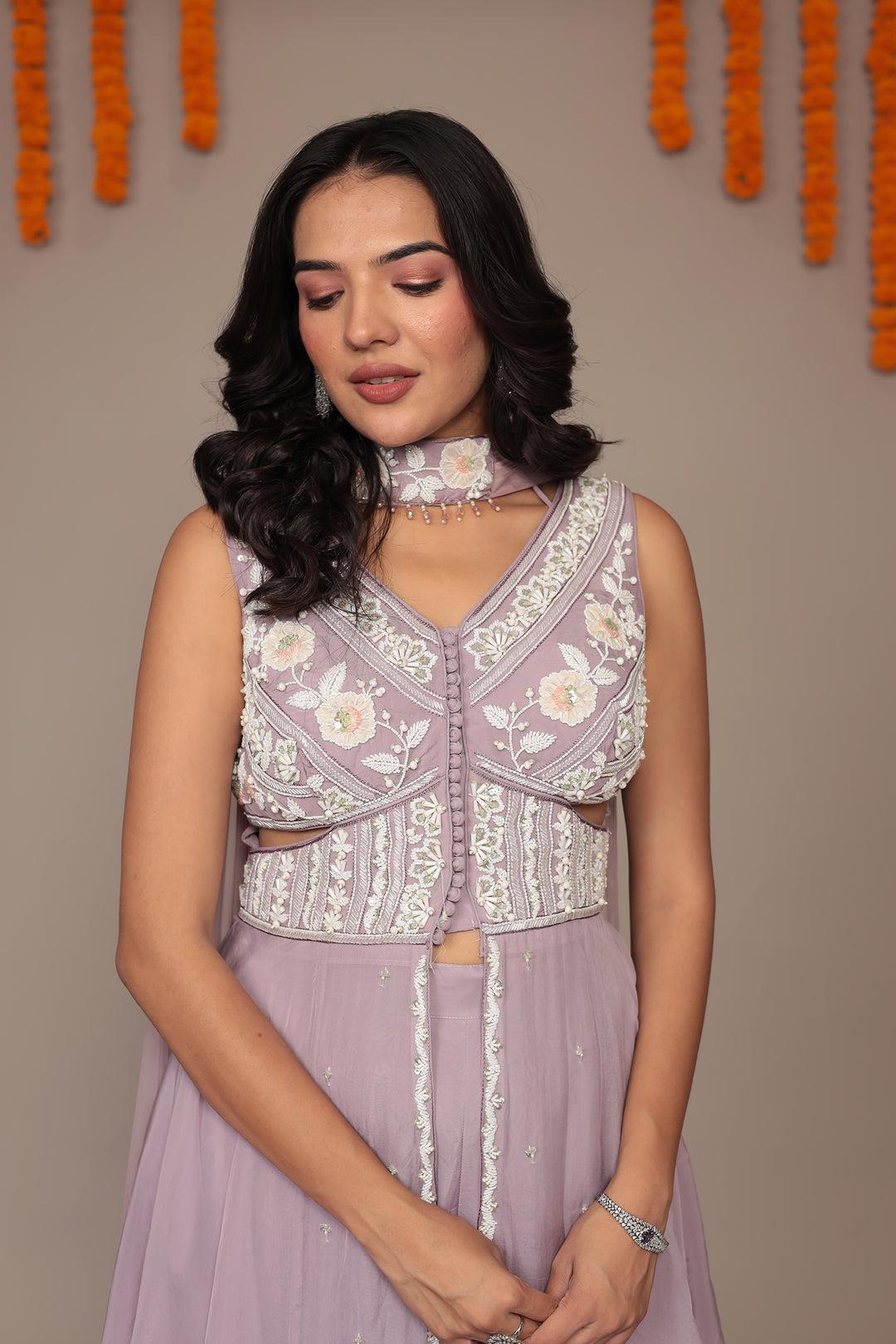 Georgette Indowestern Suit with Pearl and Embellished work