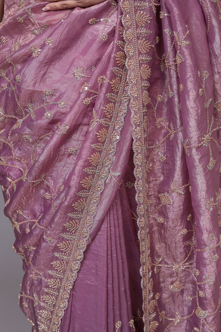 Crushed Tissue Saree with Embellished work