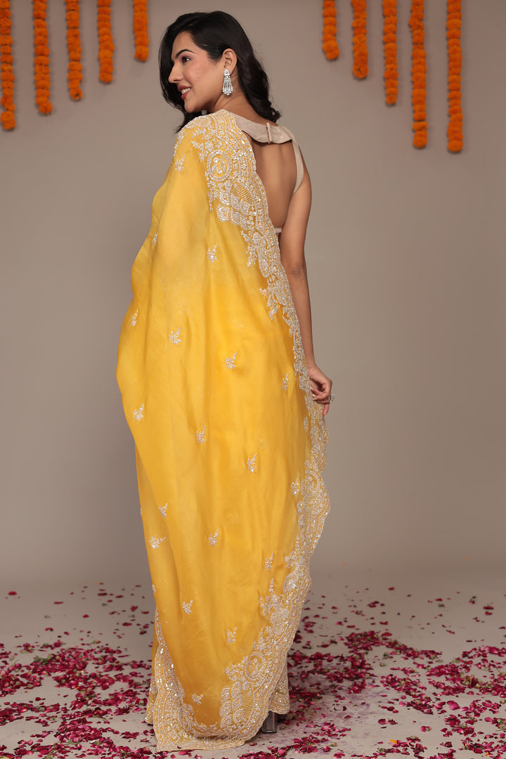 Organza Saree with Cutdana and Embellished work