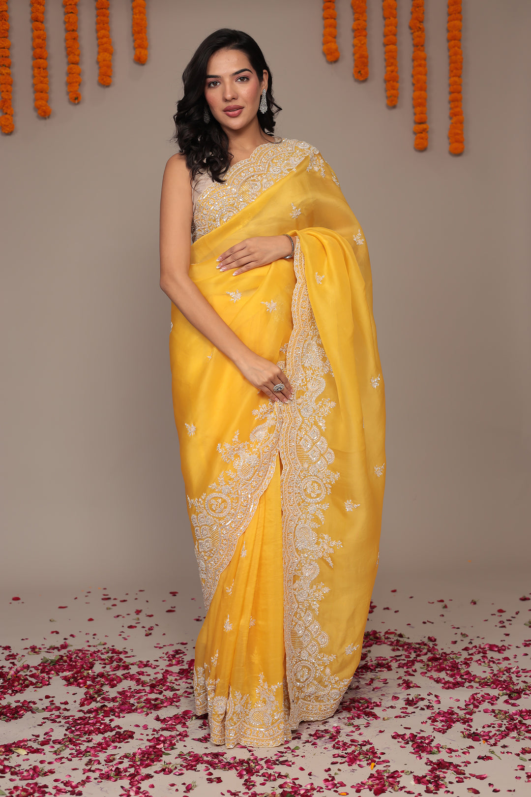 wedding saree, bridal saree, haldi saree, festive saree, partywear saree