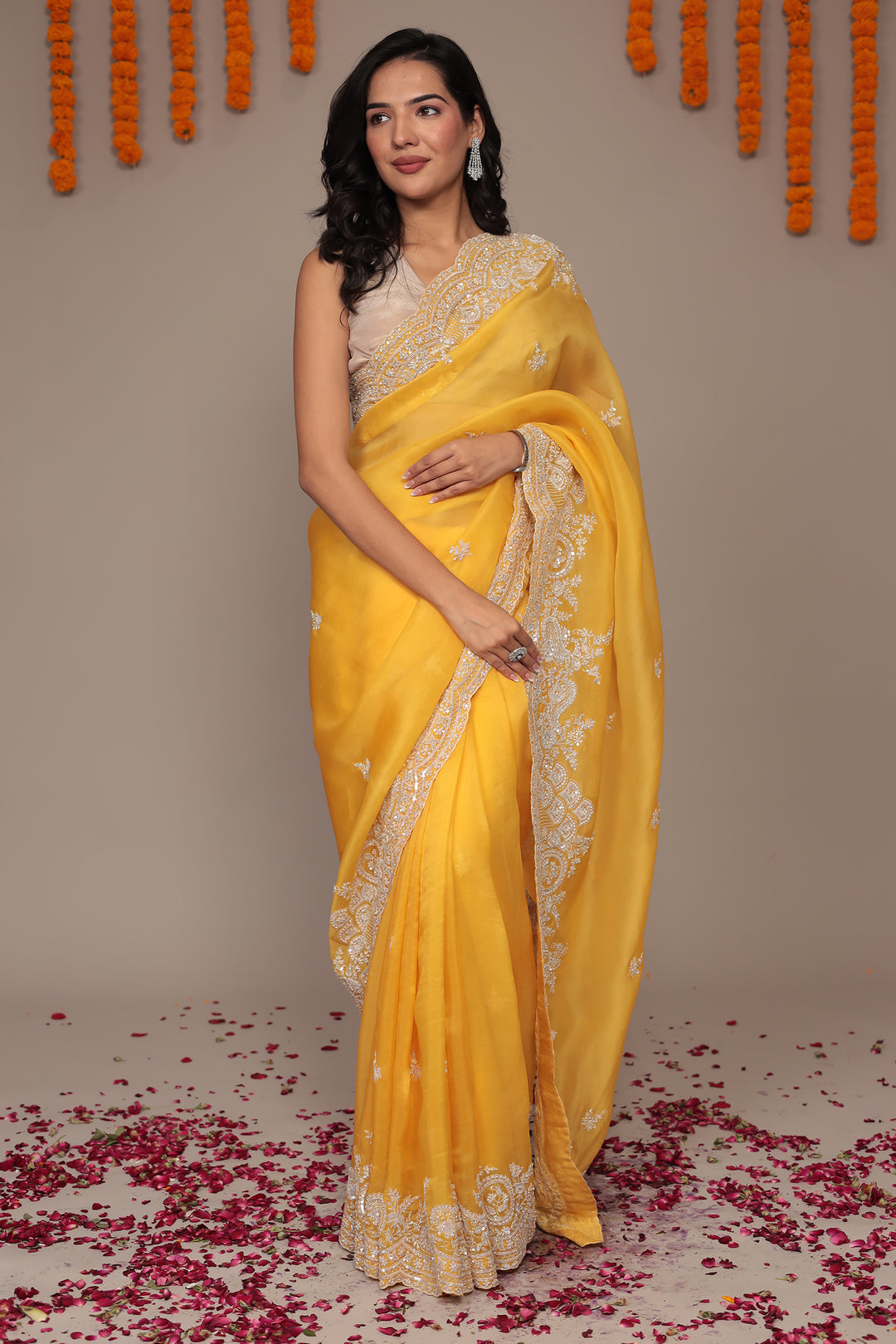 Organza Saree with Cutdana and Embellished work