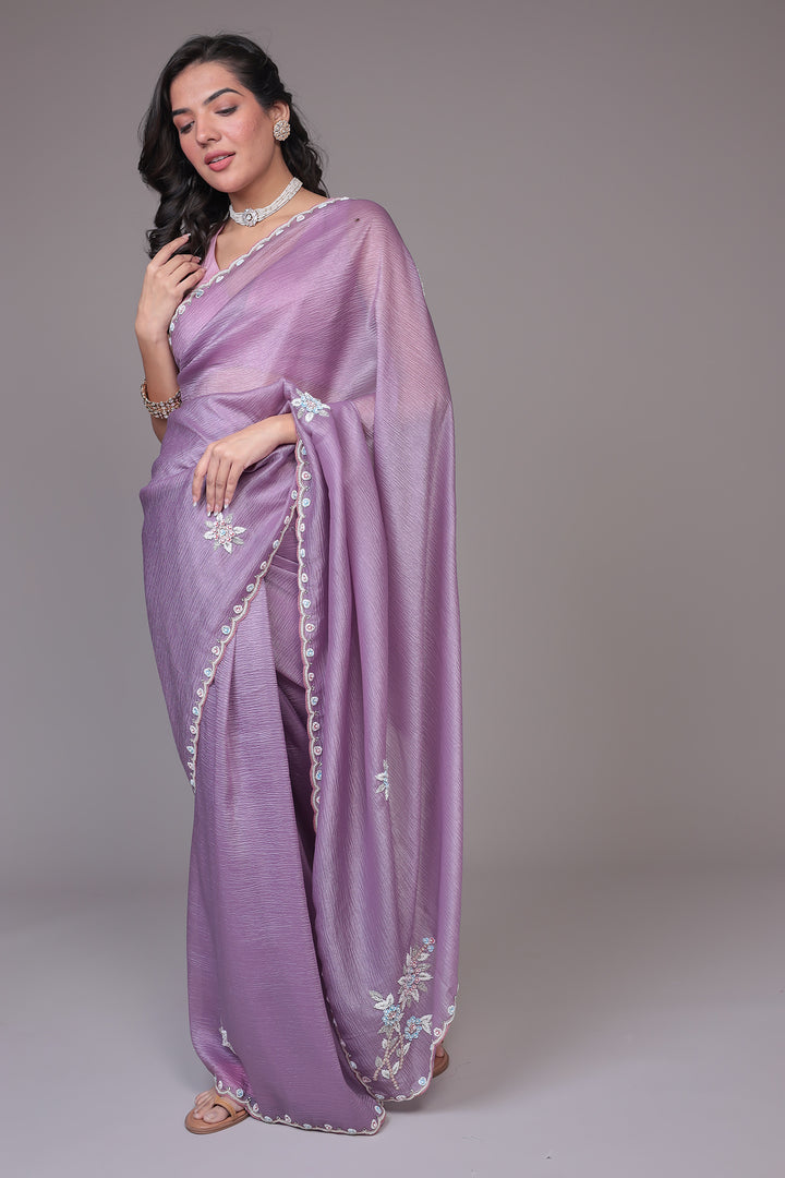 Crushed Tissue Saree with Embellished work