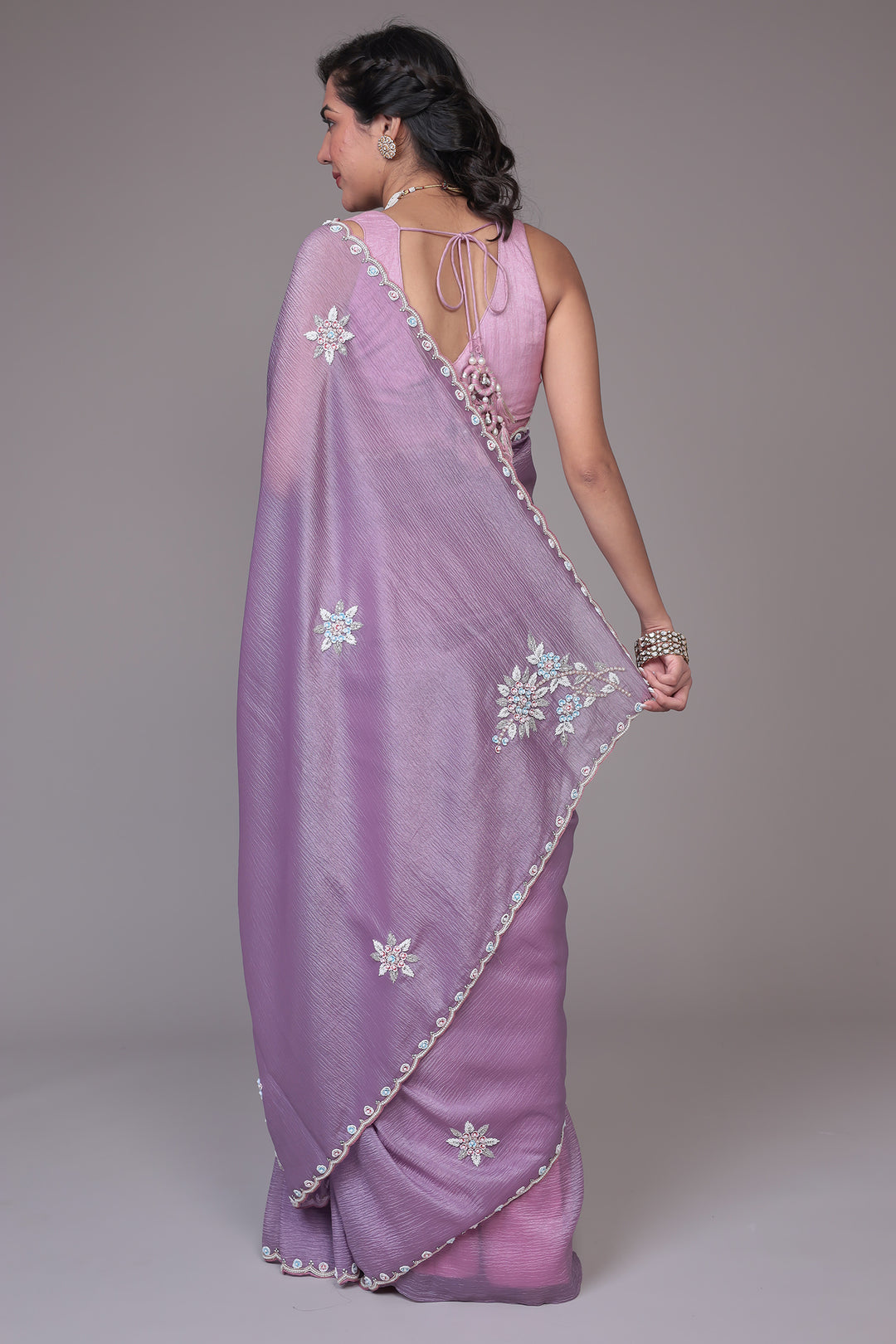 Crushed Tissue Saree with Embellished work