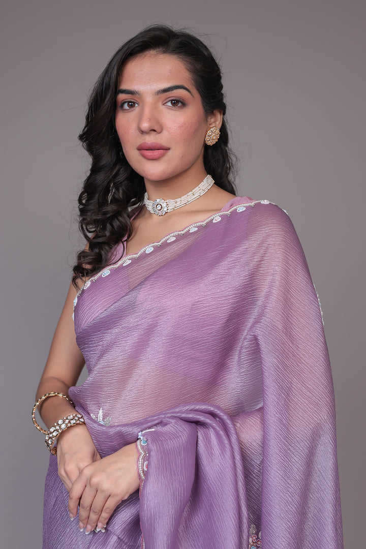 Crushed Tissue Saree with Embellished work