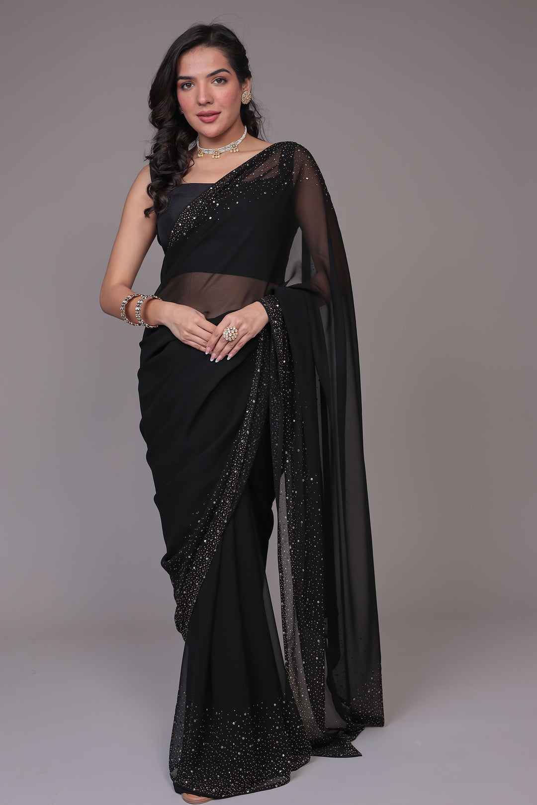 Embellished Georgette Saree with Foil work