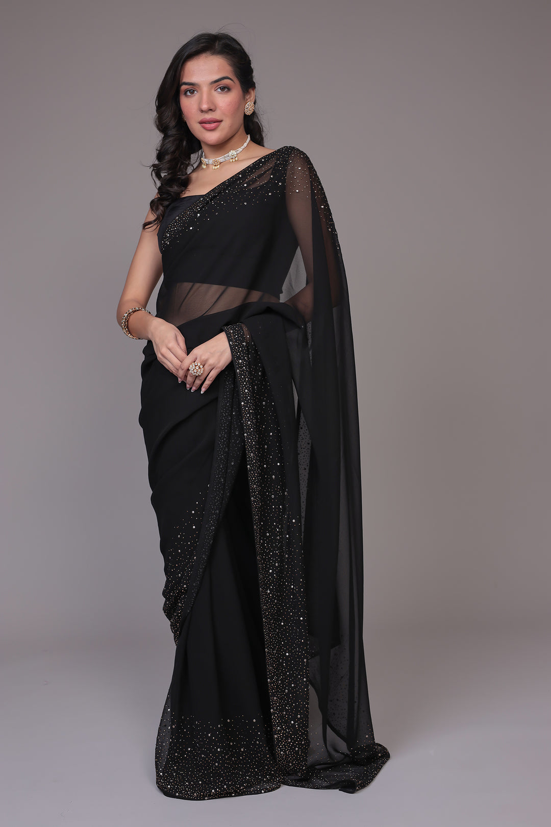 Embellished Georgette Saree with Foil work