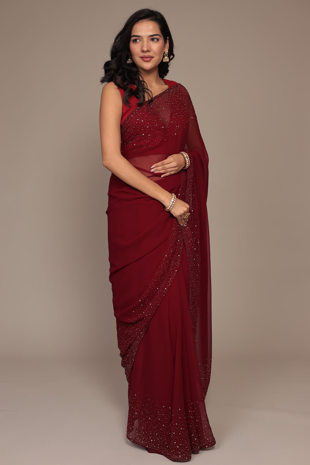 Embellished Organza Saree with Foil work