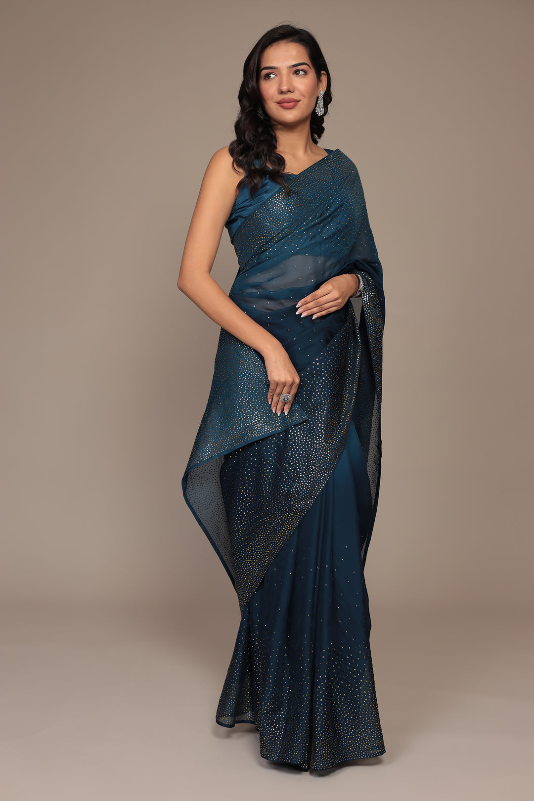 Embellished Organza Saree with Foil work